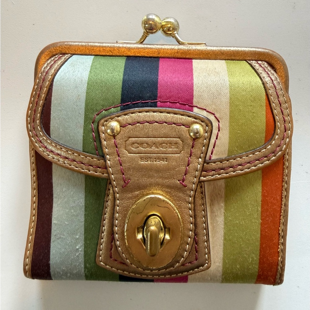 Coach Multicolor Striped Women's wallet/coin purse in good condition.